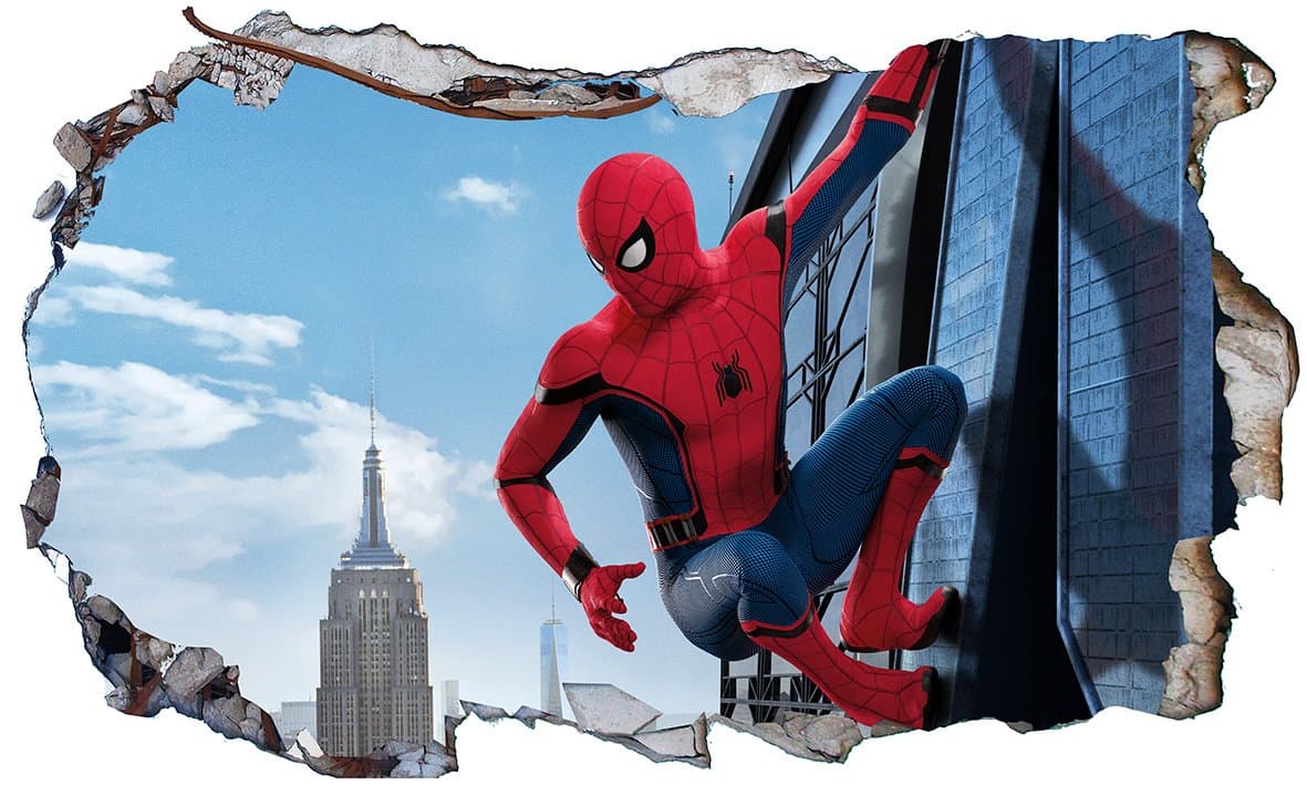 Spiderman Ironman Wall Crack V414 3D Wall Smash Magic Window Wall Sticker Self Adhesive Poster Wall Art size 1000mm wide x 600mm deep (large)