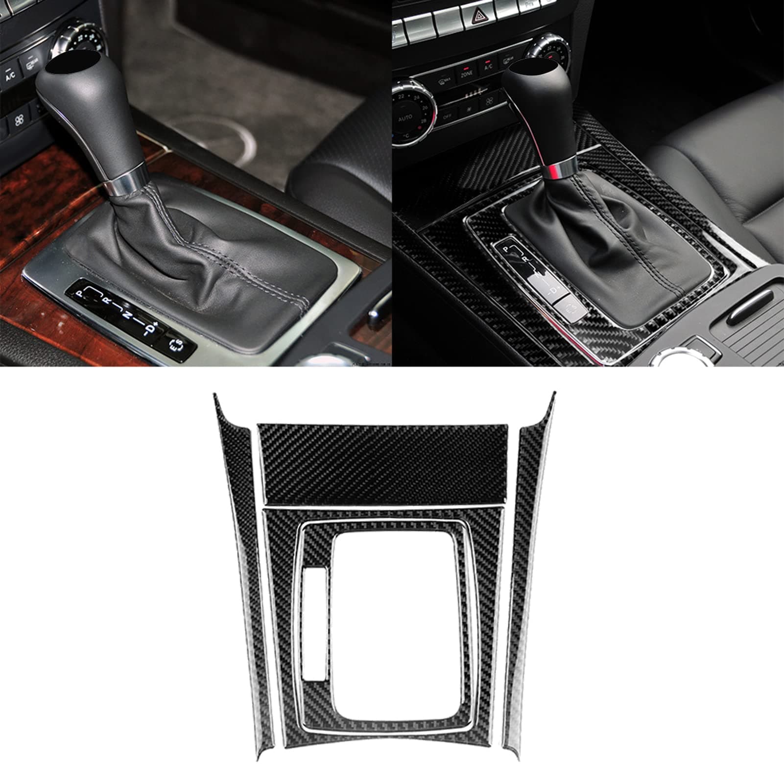 for Mercedes-Benz C-Class W204 2007-2013 Real Soft Carbon Fiber Center Console Gear Shift Panel Surround Cover Trim Kit Car Interior Accessories