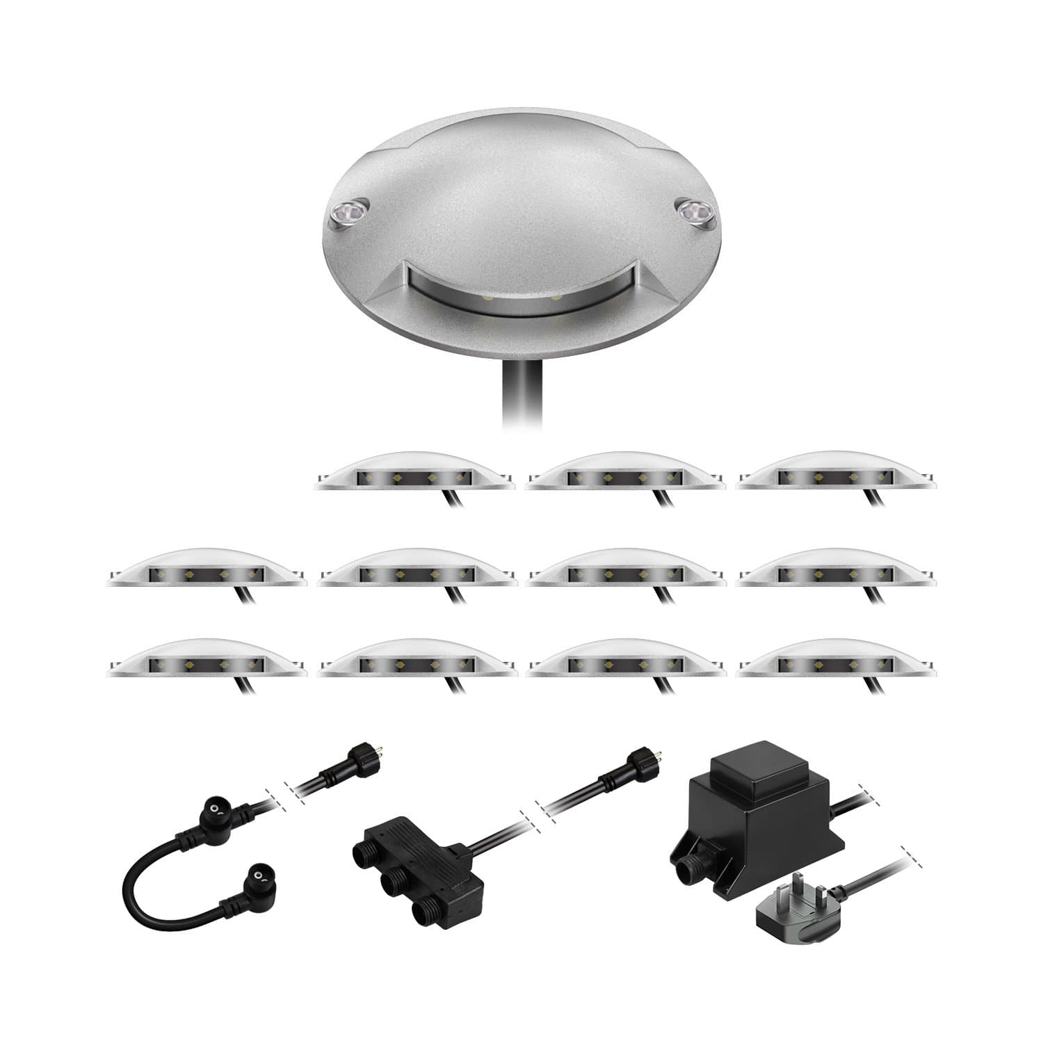 parlat LED Surface-Mounted Light BUNDA for Outdoor, 2-Beam, Trafficable, Cold White, BS, Set of 12