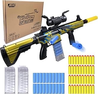 AGM MASTECH Shell-Throwing Blaster Shotgun - Toy Gun, 40 Official Darts, 8-Dart Clip - Removable Stock, 4 Assembly Methods, Blaster Toy Playset for Boys, Teens, and Adults (Gold)