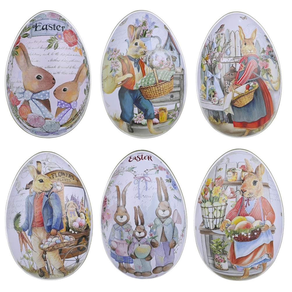 Tomaibaby 6pcs Box Easter Egg Box Metal Easter Eggs Easter Present Tin Bulk Items for Gifts Easter Egg Container Bath Gift Egg- Vintage Decor Empty Candy Bag Tinplate Material Iron Egg Baby