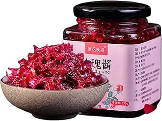 All Natural Rose Petal Jam with Honey - Yunnan Preserved Rose Tea Spread (12.35 oz Jar) - Pure Blossom Jam, No Artificial Ingredients, Gluten Free