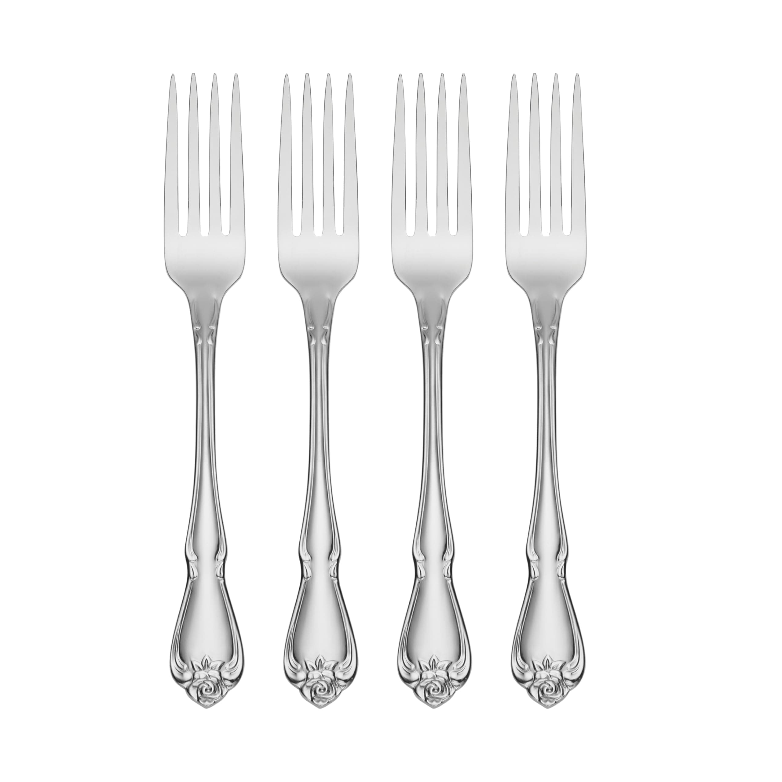 Oneida B552004A True Rose Everyday Flatware Dinner Forks, Set of 4, 18/0 Stainless Steel, Silverware Set