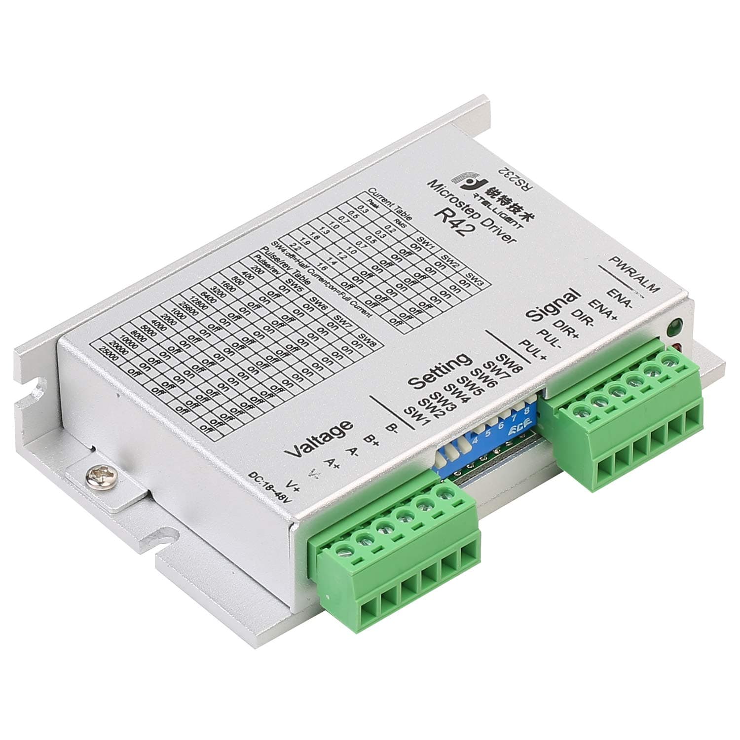 Stepper Motor Driver Nema 17 24~48VDC 0.3-2.2A Current 128 Subdivision Resolutions for Small-and-Medium Automatic Equipment with CNC Controller