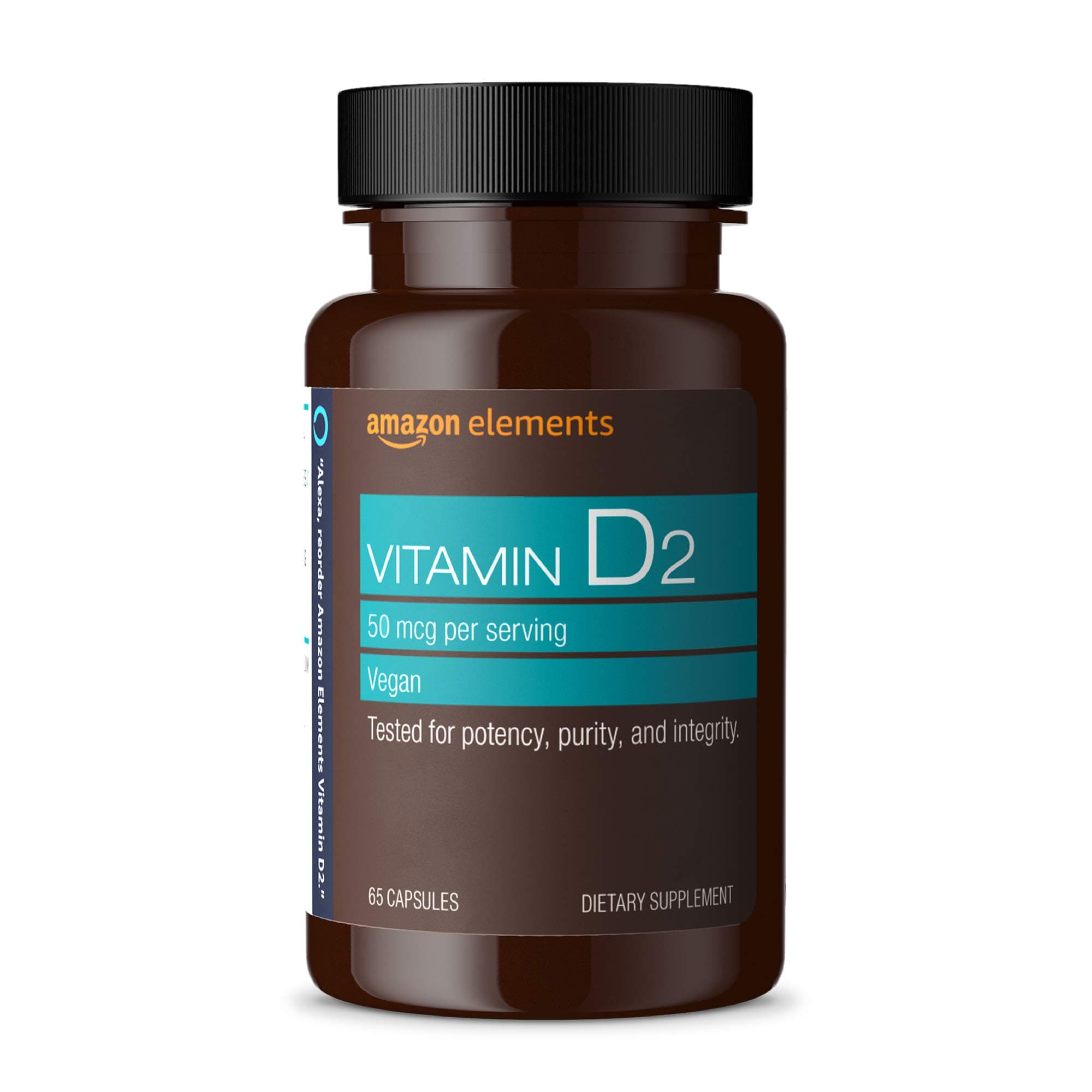 Amazon Elements Vitamin D2 2000 IU, Vegan, 65 Capsules, Supports Strong Bones and Immune Health, 2 month supply (Packaging may vary)