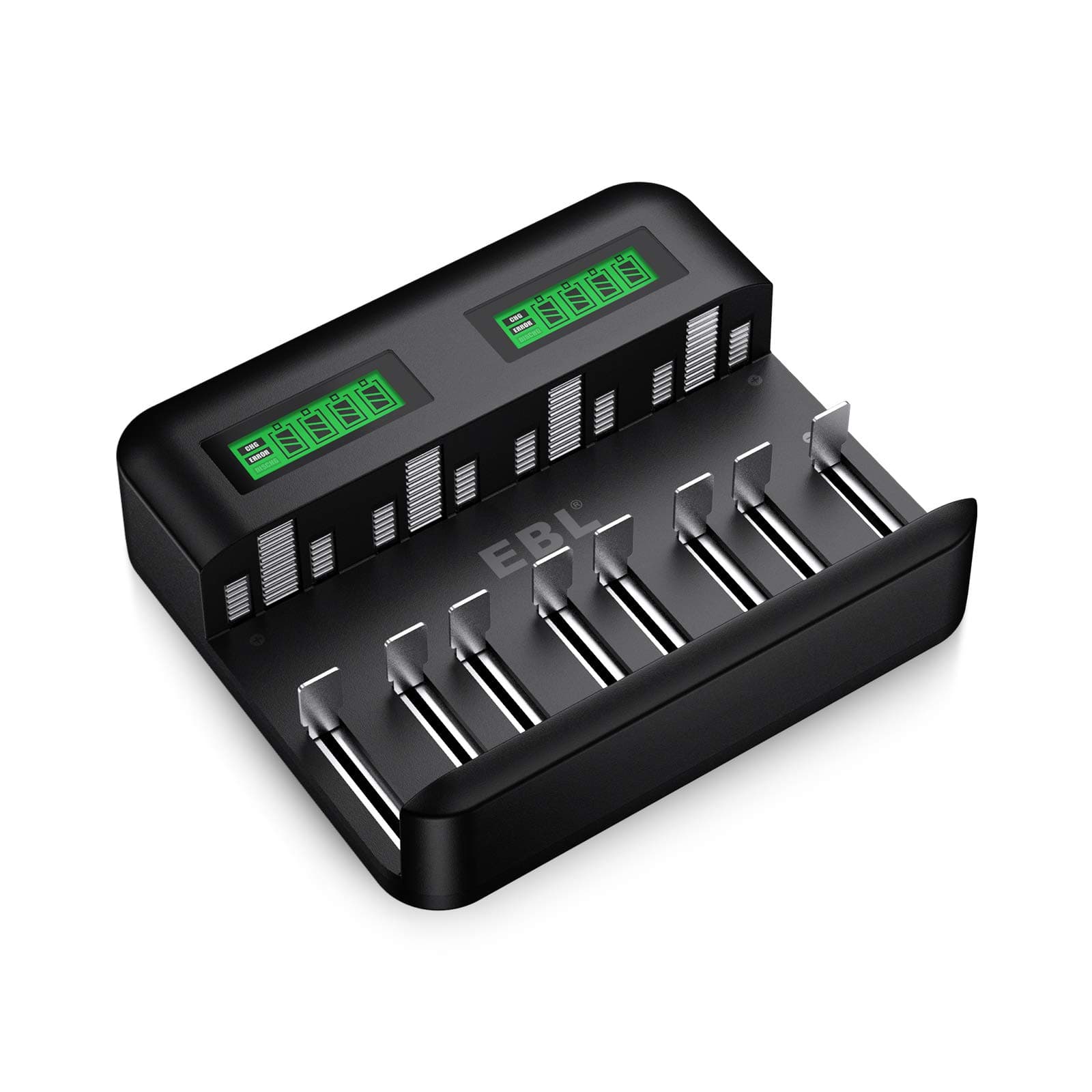 LCD Universal Battery Charger - 8 Bay AA AAA C D Battery Charger for Rechargeable Batteries Ni-MH AA AAA C D Batteries with 2A USB Port, Type C Input, Fast AA AAA Battery Charger