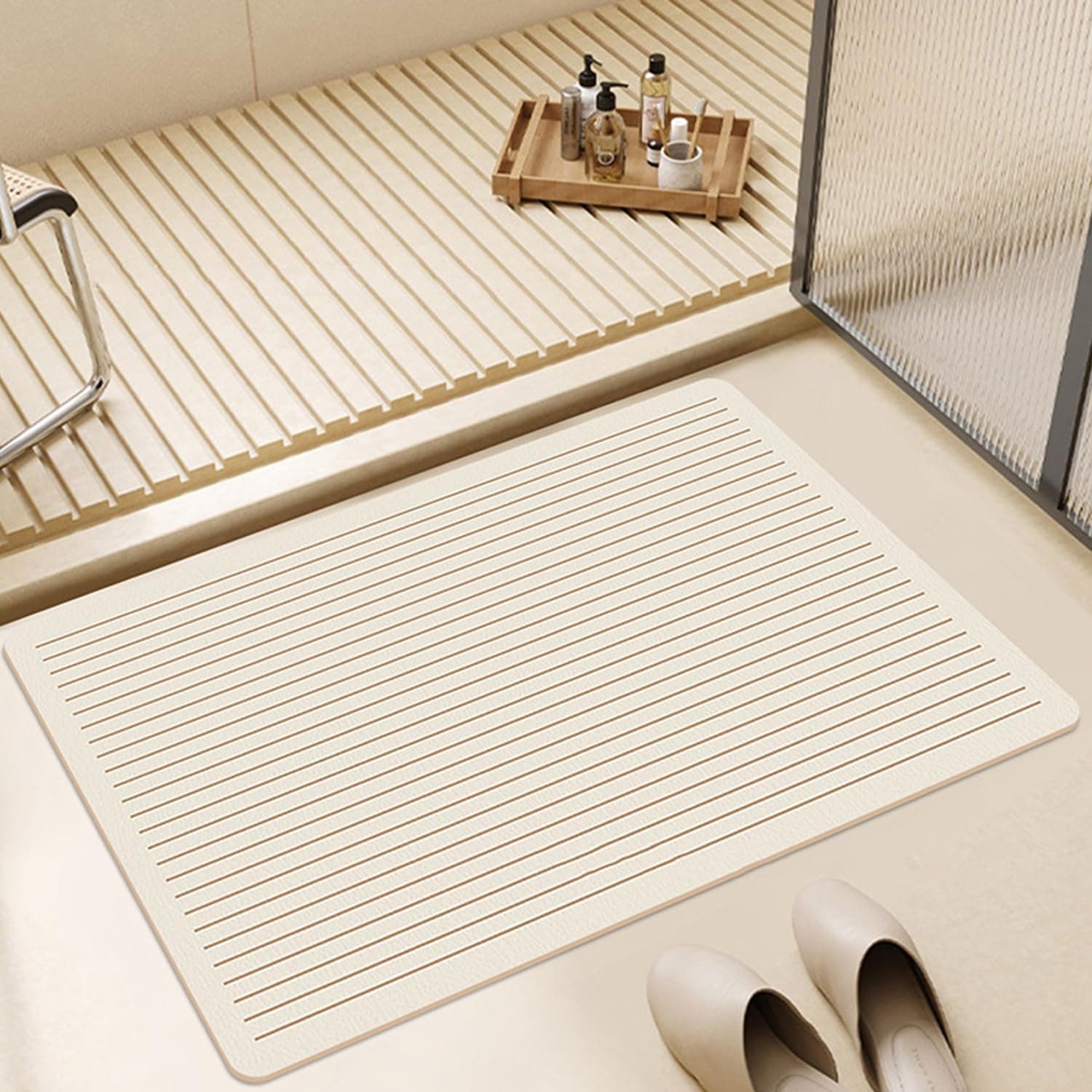 Tycom CLoth Bath Mat, Super Absorbent Bathtub Mat with Non-Slip, Anti-Slip Bathroom Floor Mats and Quick Dry Bath Rug, Thickened,Soft, Easier Clean Carpet (50 x 80 cm-03)