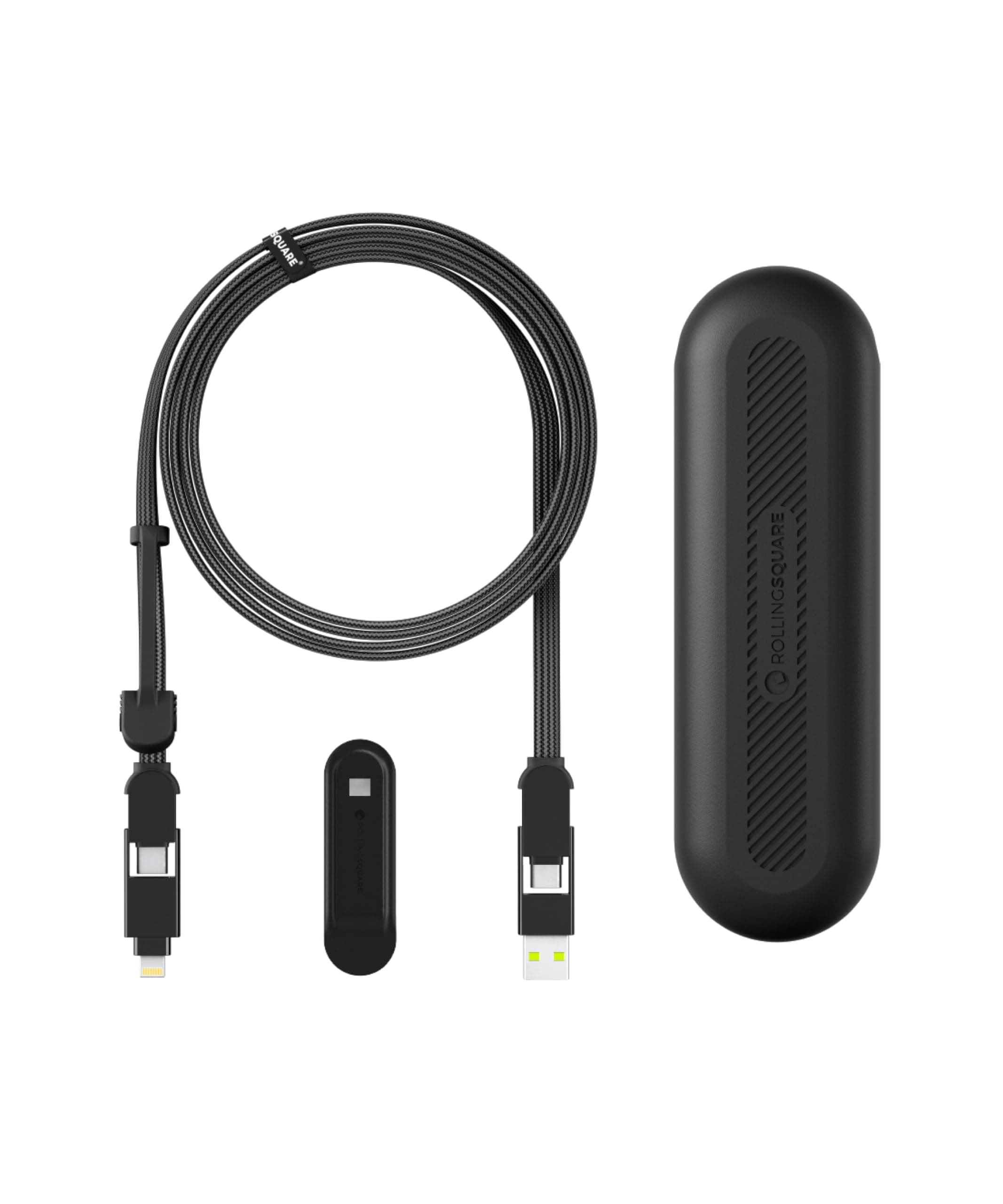 inCharge XL 200 cm - USB-C Cable, Universal Smartphone Cable, Gift for Men, 6-in-1 Universal Charger for Smartphones, Technical Gadget, Black, Lightning Cable 100W