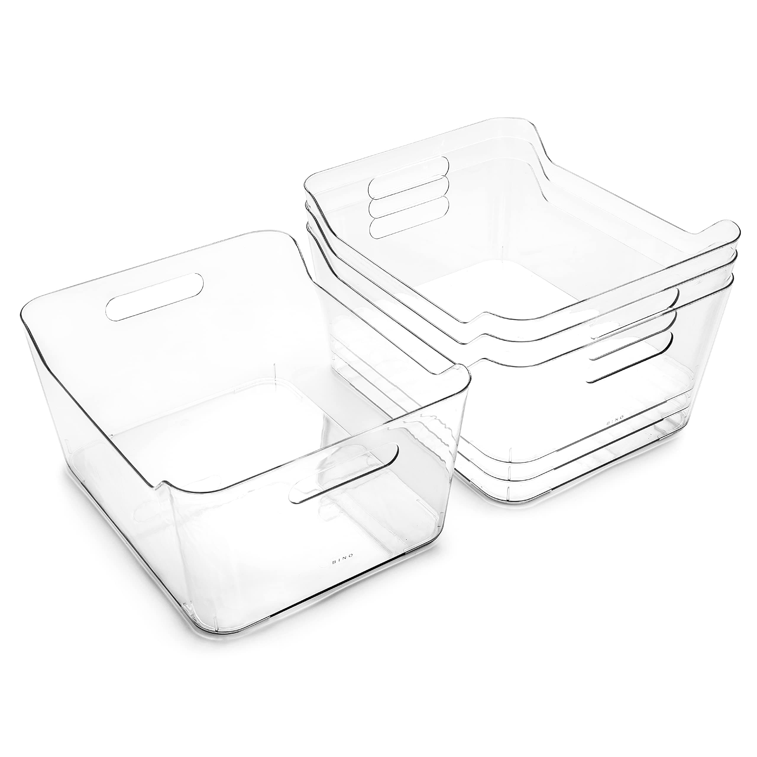 BINO | Plastic Organizer Bins, X-Large - 4 Pack | The SOHO Collection | Multi-Use Organizer Bins | Pantry & Freezer Bin | Plastic Storage Containers | Bin for Home & Kitchen Org