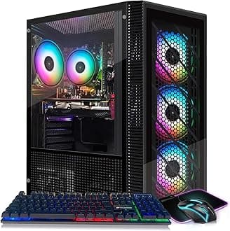 STGAubronGaming PC Computer Desktop, Intel Core i5-9400F up to 4.1GHz, Radeon RX 580 16G, 16G DDR4, 1T SSD, 600M WiFi, BT 5.0, RGB Fan x 4, Windows 11 Home
