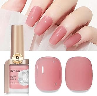 Quick Dry Nail Polish 12ML, Sheer Pink Regular Color Nail Polish Water Based Holographic High Coverage Nail Lacquer Natural Nail Art No Required UV LED for Valentine's Day Gift