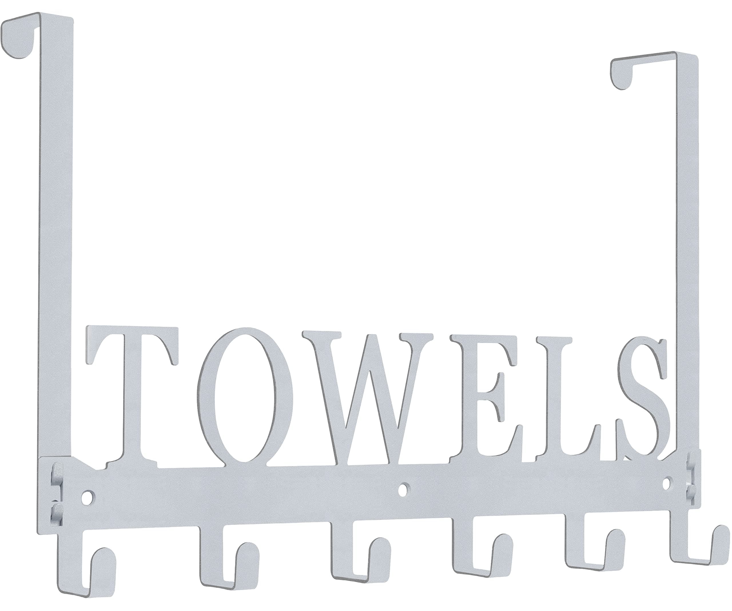 Silver Grey Over Door 6 Hooks Towel Rail