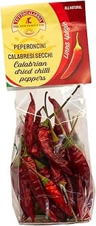 TUTTOCALABRIA Dried Whole Calabrian Chili Peppers, Dry Peppers on Stem, Great for Cooking or decoration, All Natural, Non-GMO, Product of Italy, 20 Gram