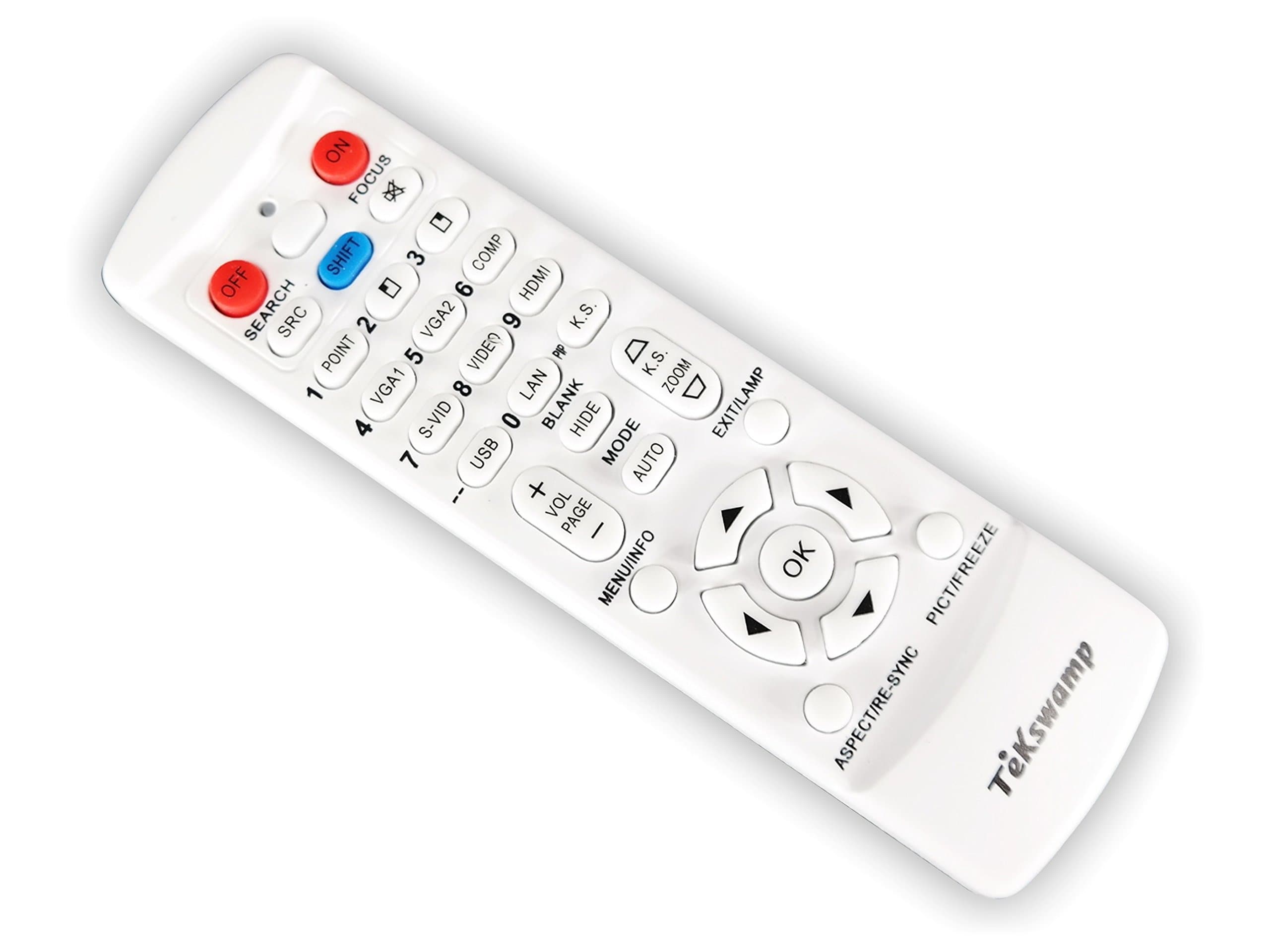 TeKswamp Video Projector Remote Control (White) for Panasonic PT-DW6300