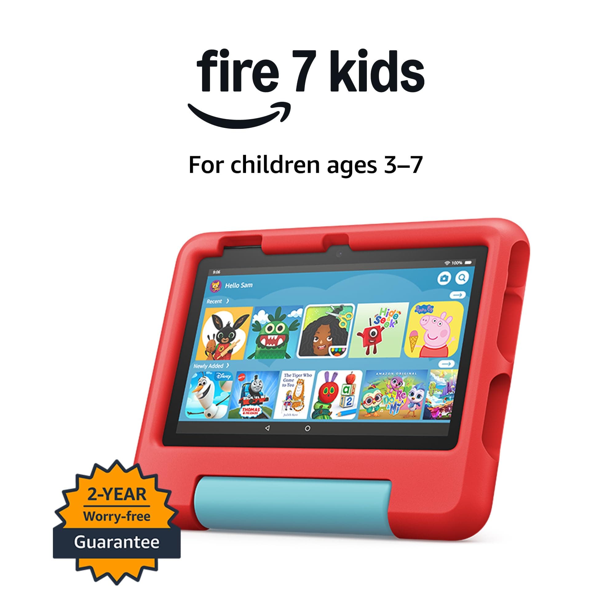 Amazon Fire 7 Kids tablet (newest gen) | 7" display, ages 3–7, includes ads-free books, games and videos that children love, parental controls, 10-hour battery, 32 GB