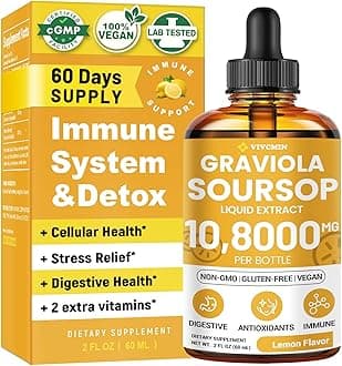 Graviola Soursop Leaf Extract Liquid - Soursop Bitters Liquid, Support Immune, Relax, Liver and Sleep, Sugar & Alcohol-Free, Highly Absorbable Formula, Lemon Flavor, 2 Fl Oz