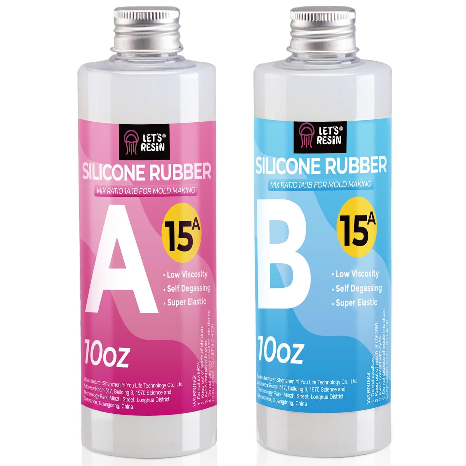 LET'S RESIN Silicone Mold Making Kit-Translucent Silicone Rubber Non-Toxic Liquid Mold Making Silicone-20.46oz Super Elastic Molding Silicone-Ideal for 3D Molds,Resin Molds,Silicone Molds-4H Fast Cure