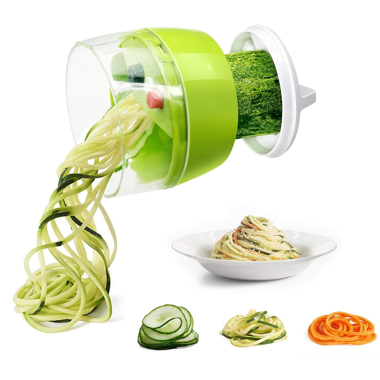Fun Life Spiralizer Vegetable Chopper, Hand Held 4 in 1 Vegetable Spiralizer Slicer Food Chopper Cutter Zucchini Noodle & Veggie Pasta & Spaghetti Maker for Low Carb/Paleo/Gluten