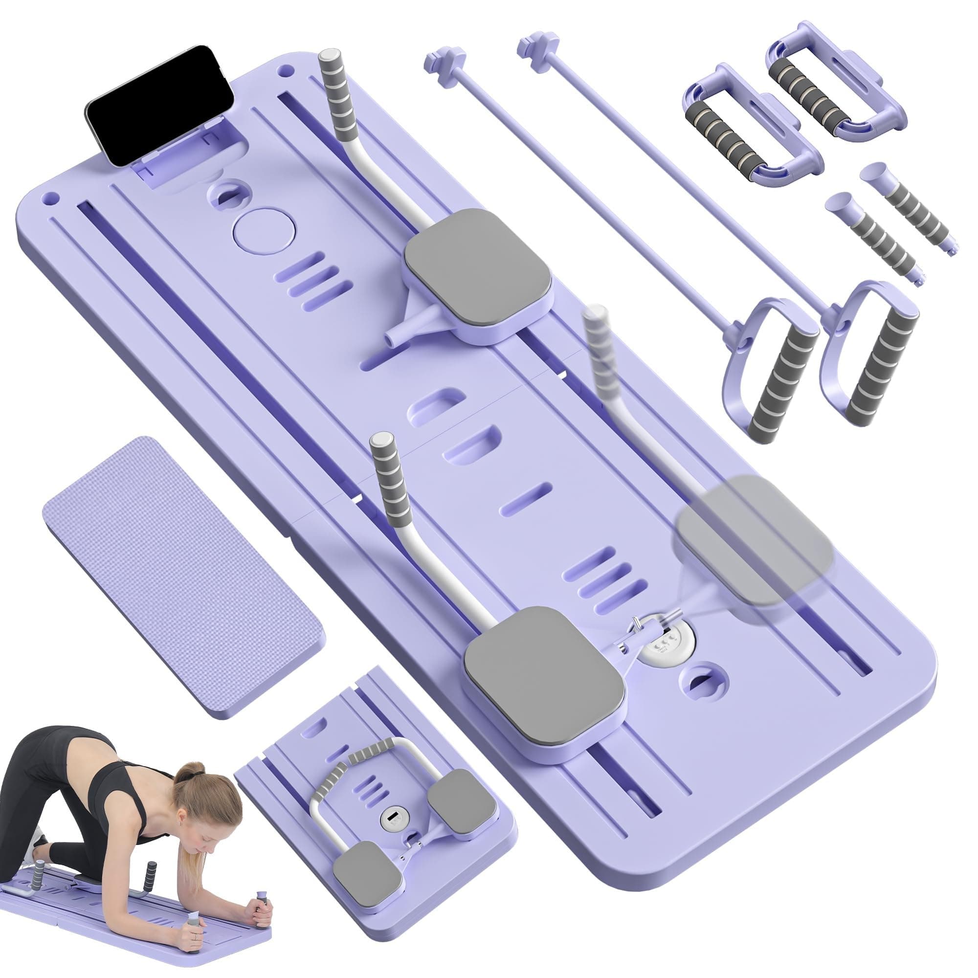 ORCHID M® Abdominal Board,Pilates Reformer Set,Multi-Purpose Foldable Pilates Reformer Board,High Strength Pilates Equipment Portable Fitness Board For Home Women Men（Gift hassock）