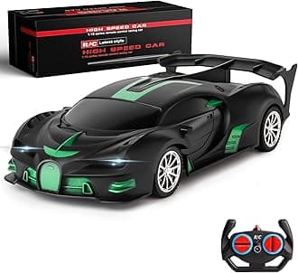 Remote Control Car 1/18 High Speed RC Cars Toys for Boys Girls Vehicle Racing Hobby with Headlight Xmas Birthday Gifts for Kids (Green Black)