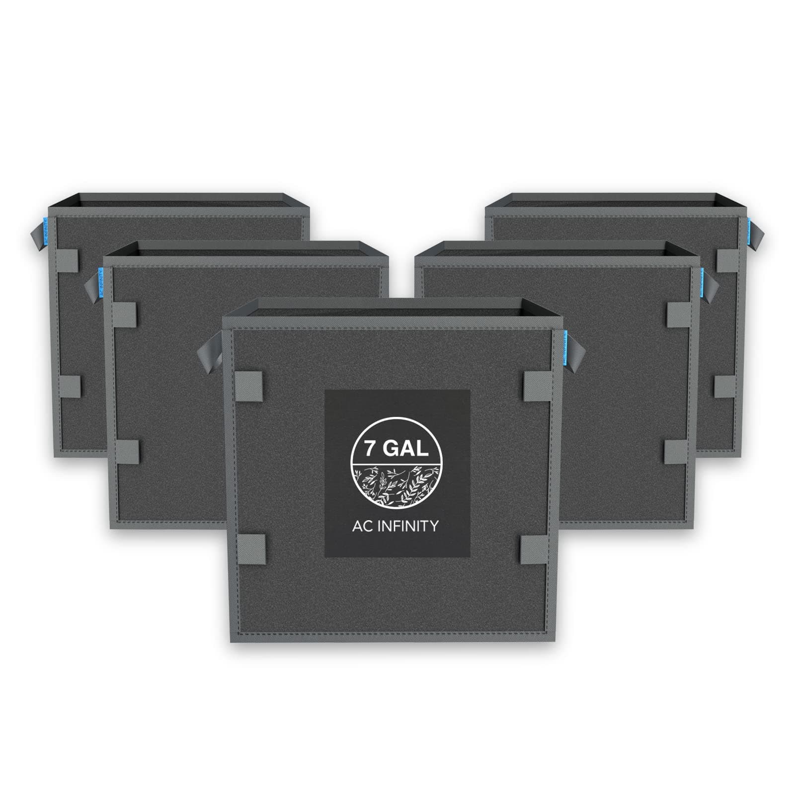 Square Heavy Duty Fabric Pots, 7 Gallon Aeration Reusable Grow Bags 5-Pack with 500G Thick Nonwoven Fabric and Plant Stake Loops, for Garden Growing Fruits, Vegetables, and Flowers