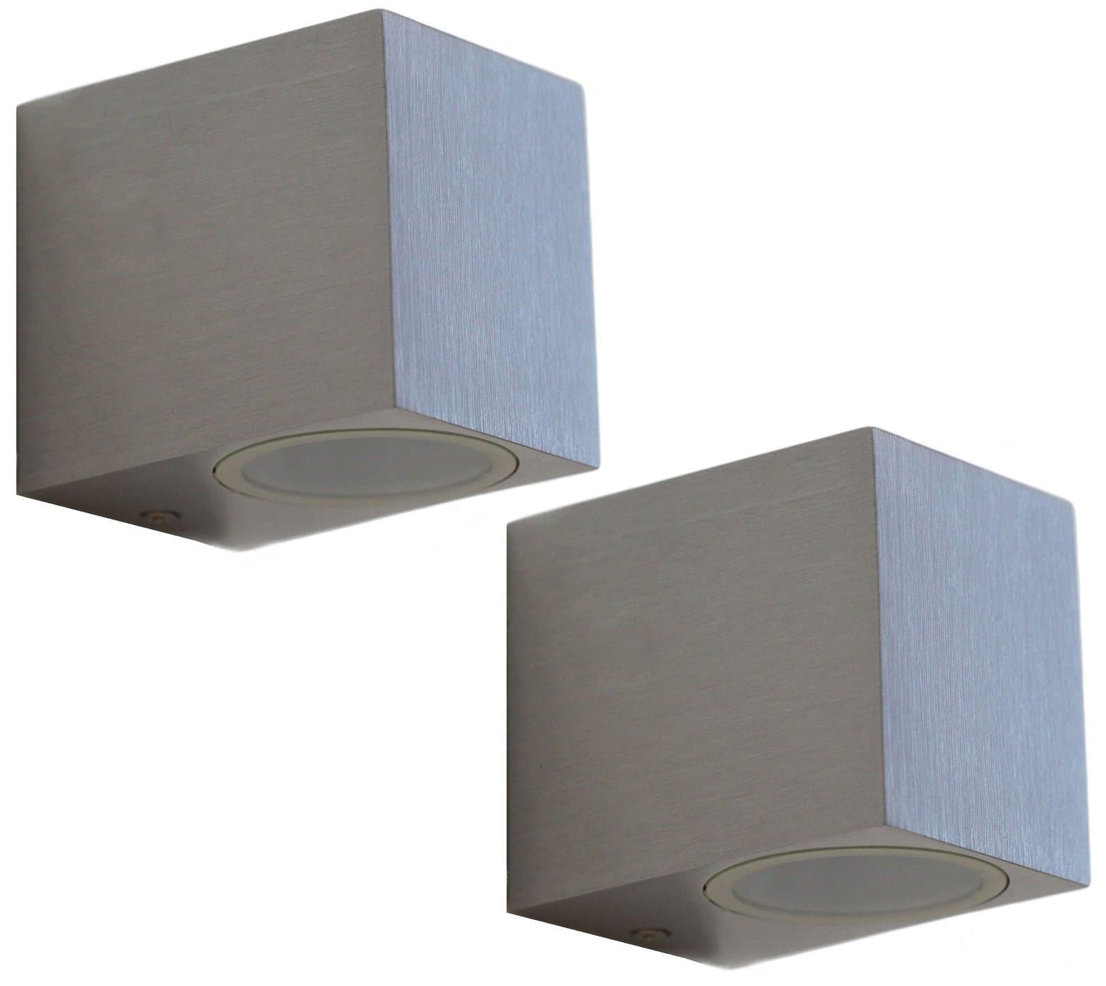 Zenon Lighting Collection2 x Aluminium Finely Finished Mini Cube Single Outdoor Wall Light Fixture GU10 ZLC066AB with 4w LED Warm White
