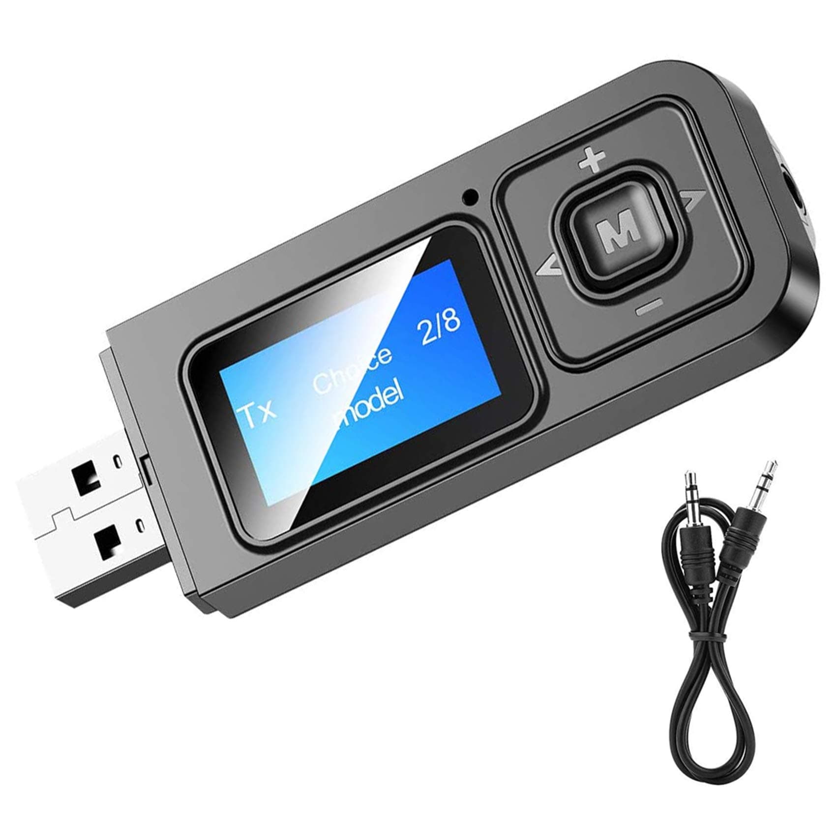 EasyULT Bluetooth 5.0 Adapter, 5 in 1 Portable Bluetooth Transmitter and Receiver, Wireless Receiver with Mini 3.5mm Jack, for PC, TV, Car (Black)