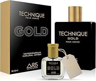 Technique Gold Eau de Parfum for Men – Long-Lasting Black and Gold Fragrance – 100ml Perfume Spray for Daily or Evening Use – Men’s Cologne Comes with Extra 15ml Sample (Random Scent Included)
