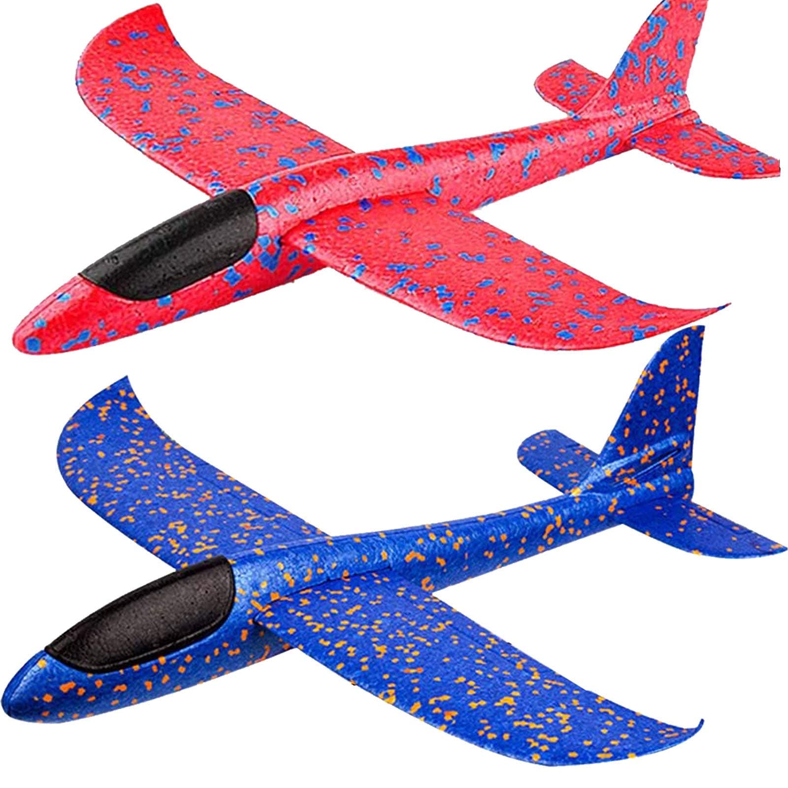 - 2 Pack Airplane Toys, 17.5" Large Throwing Foam Plane, 2 Flight Mode Glider, Flying Toy for Kids, Birthday Gifts for 3 4 5 6 7 8 9 10 11 12 Year Old Boys Girls, Outdoor Sport Toys Party Favors