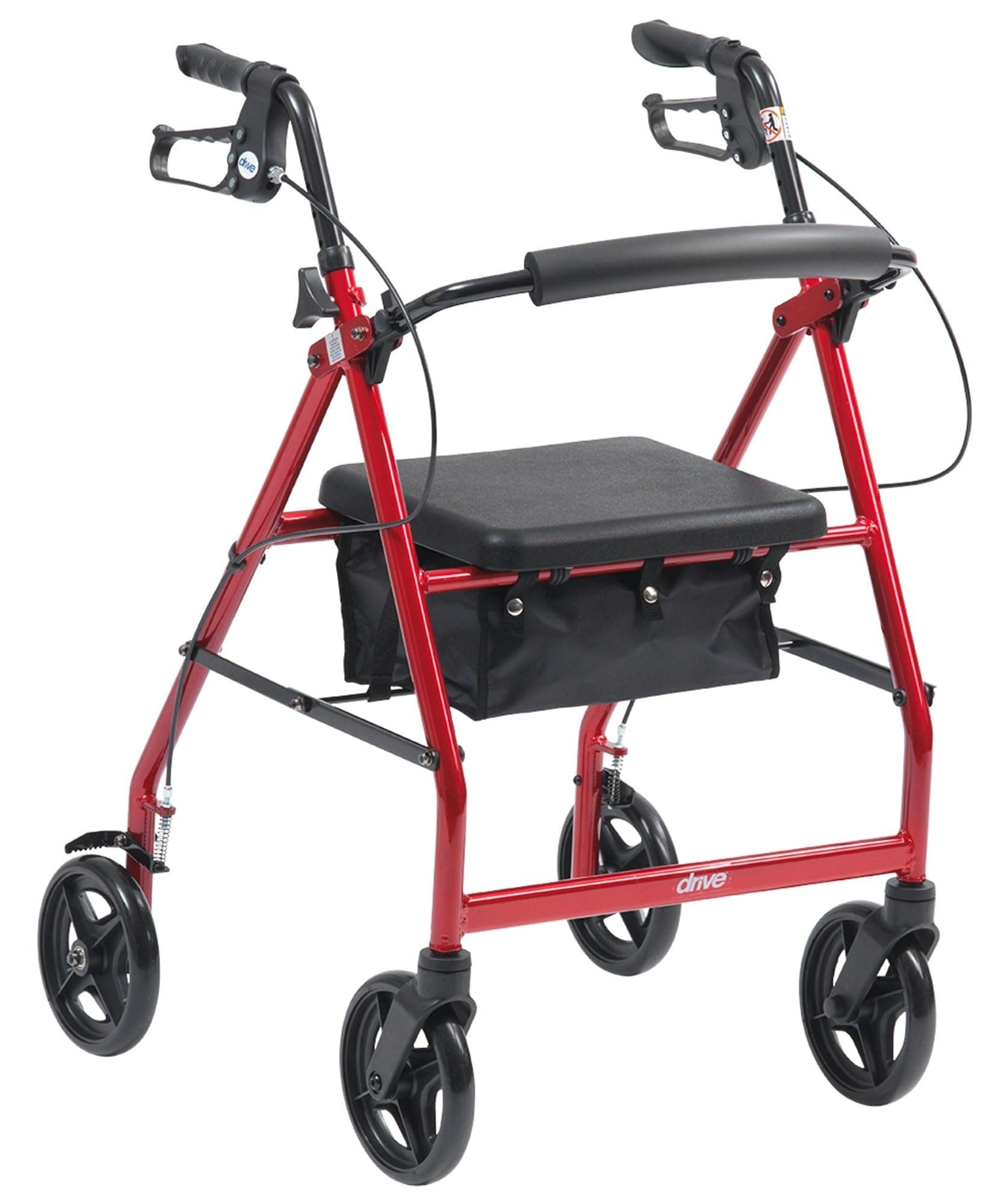 Aluminum Rollator Fold Up And Removable Back Support, Padded Seat With 7.5-Inch Casters, Red