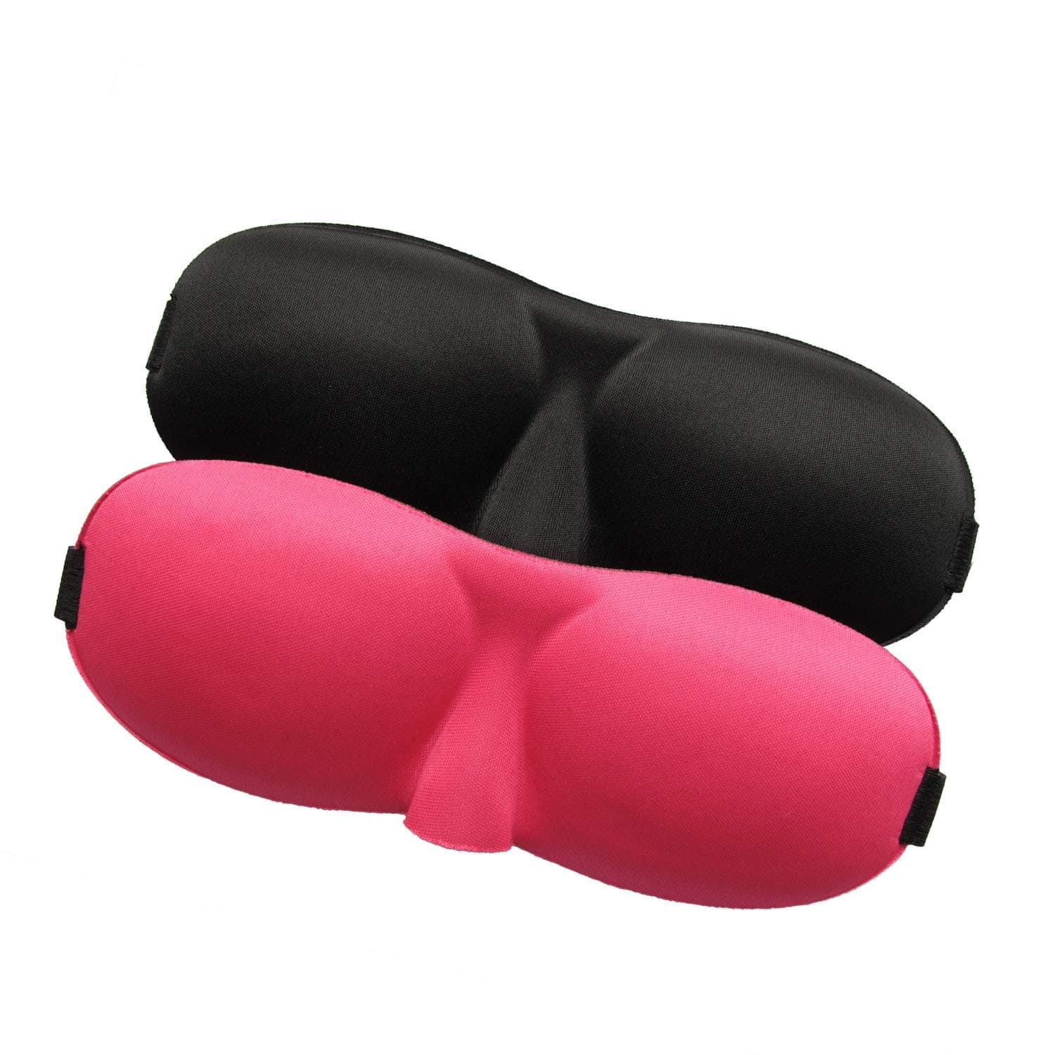SleepWorks Sleep Mask & blindfold, 2 Pack Comfortable & Super Soft 3D Contoured Eye Mask With Adjustable Strap (Black & Pink)