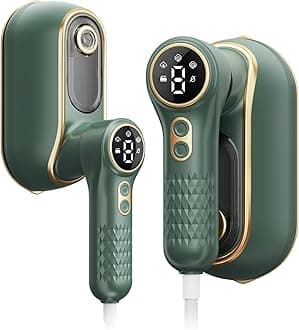 Portable Travel Steamer, 1200W Handheld Fabric Steamer for Clothes, 4 Modes with LCD Display, Powerful Wrinkle Remover for Home & Travel, 150ml Water Tank, 10S Fast Heat-Up, 180° Swivel Handle, Green
