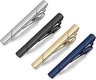 Tie Clips for Men, Black Gold Blue Silver Tie Bar Set for Regular Ties, Luxury Box Gift Ideas