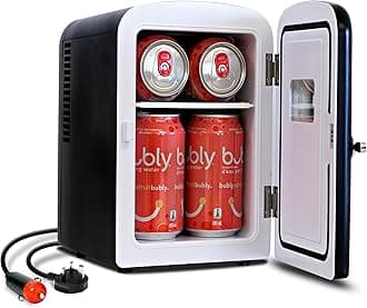 Koolatron Retro Mini Fridge For Bedrooms 12V Portable Cooler Refrigerator 4L Small 6 Can Table Top Quiet Mini Fridges For Skincare Food Drinks Kids Home Car & Travel Black