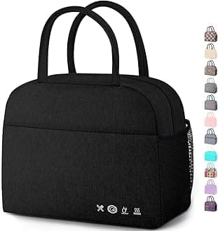 DALINDA Lunch Bag Lunch Box for Women Men Reusable Insulated Lunch Bags,Water-Resistant Cute Cooler Lunch Tote Bag, Large Capacity for Work Travel Picnic,Black