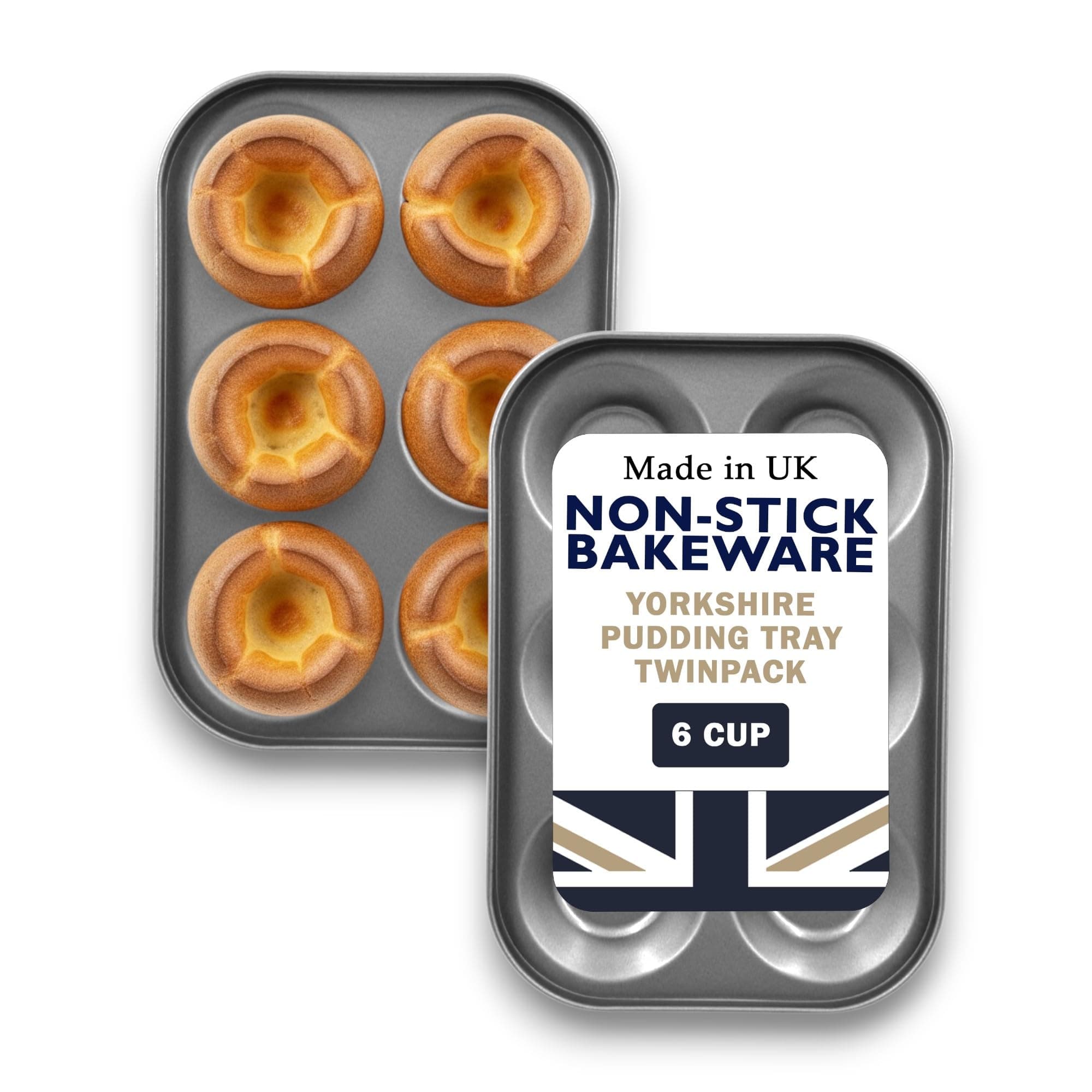 – Samuel Groves 2 Pack 6 Hole Bun Yorkshire Pudding Tray, Cupcake, Muffin, Mince Pie, Double Coil Coated Non Stick, UK Made - Perfect for Air Fryer, PFOA & BPA Free