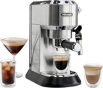 De’Longhi Dedica Style Espresso Machine with Milk Frother, 15-Bar Pressure, Original Italian Barista Style Coffee Maker for Home, Make Espresso, Latte, Cappuccino & Iced Coffee, Metal Finish, EC685.M