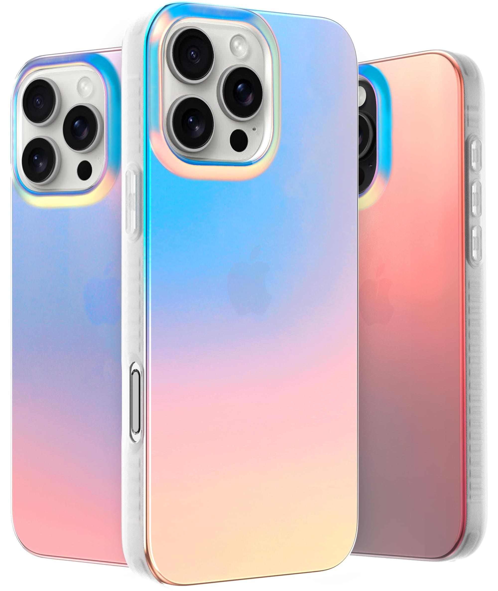 LONLI Hue - for iPhone 16 Pro Case - [360° Shock-Absorbent Bumper] - [Cute and Unique Phone Cover for Girls and Women] - Fluorescent Holographic Iridescent