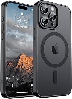 Magnetic for iPhone 15 Pro Max Case (Compatible with MagSafe) (Military Grade Drop Protection) Slim Translucent Matte Shockproof with Anti-Fingerprint Phone Case, Black