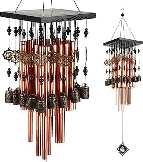 Wind Chimes for Outside,30"Memorial Wind Chimes with 28 pieces Tubes and 16 Copper Bell for Garden, Patio,Window Hanging Decoration, Bronze Memorial Sympathy Gifts for Mom