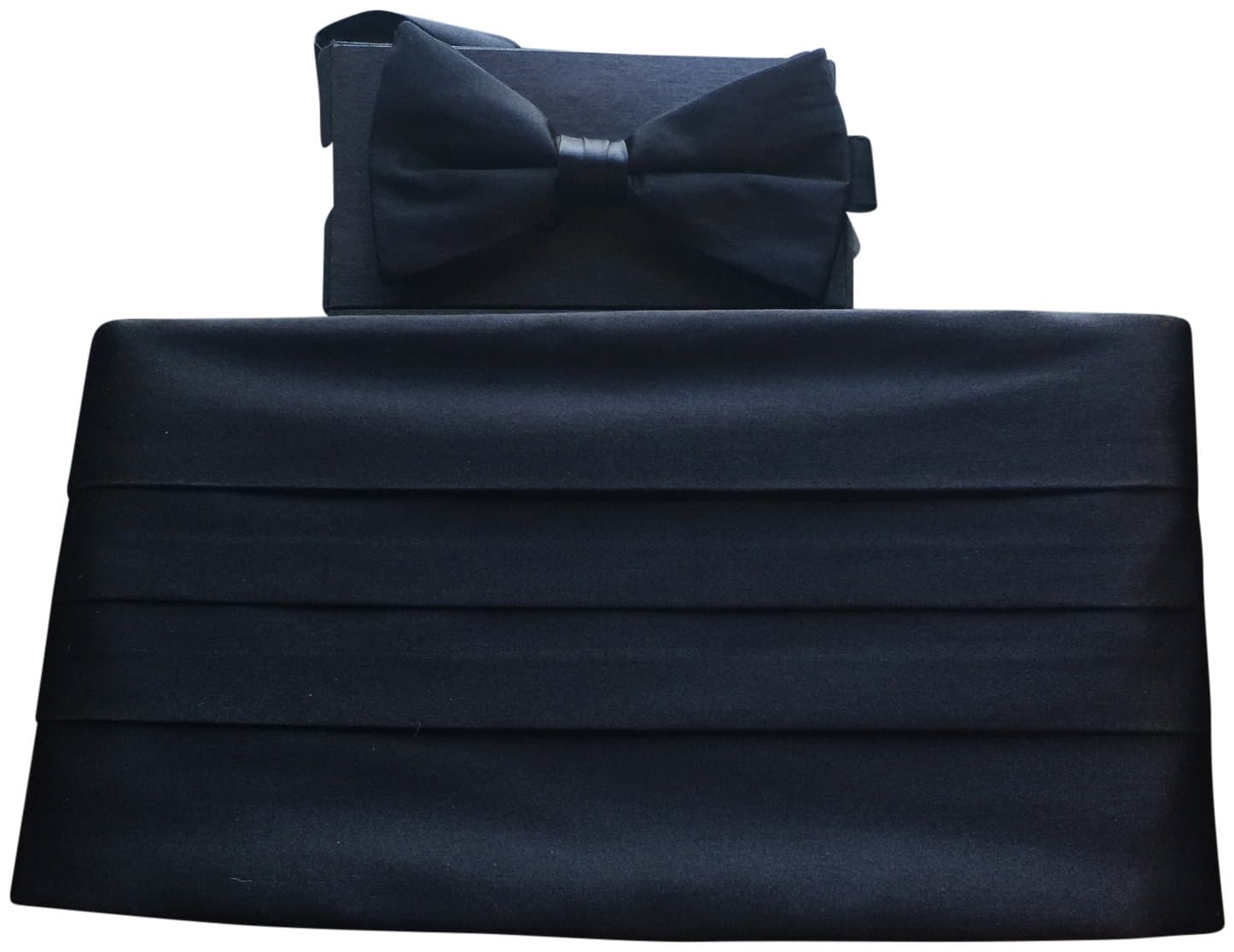 Ike Behar 100% Silk Formal Bow Tie & Cummerbund Gift Set Black