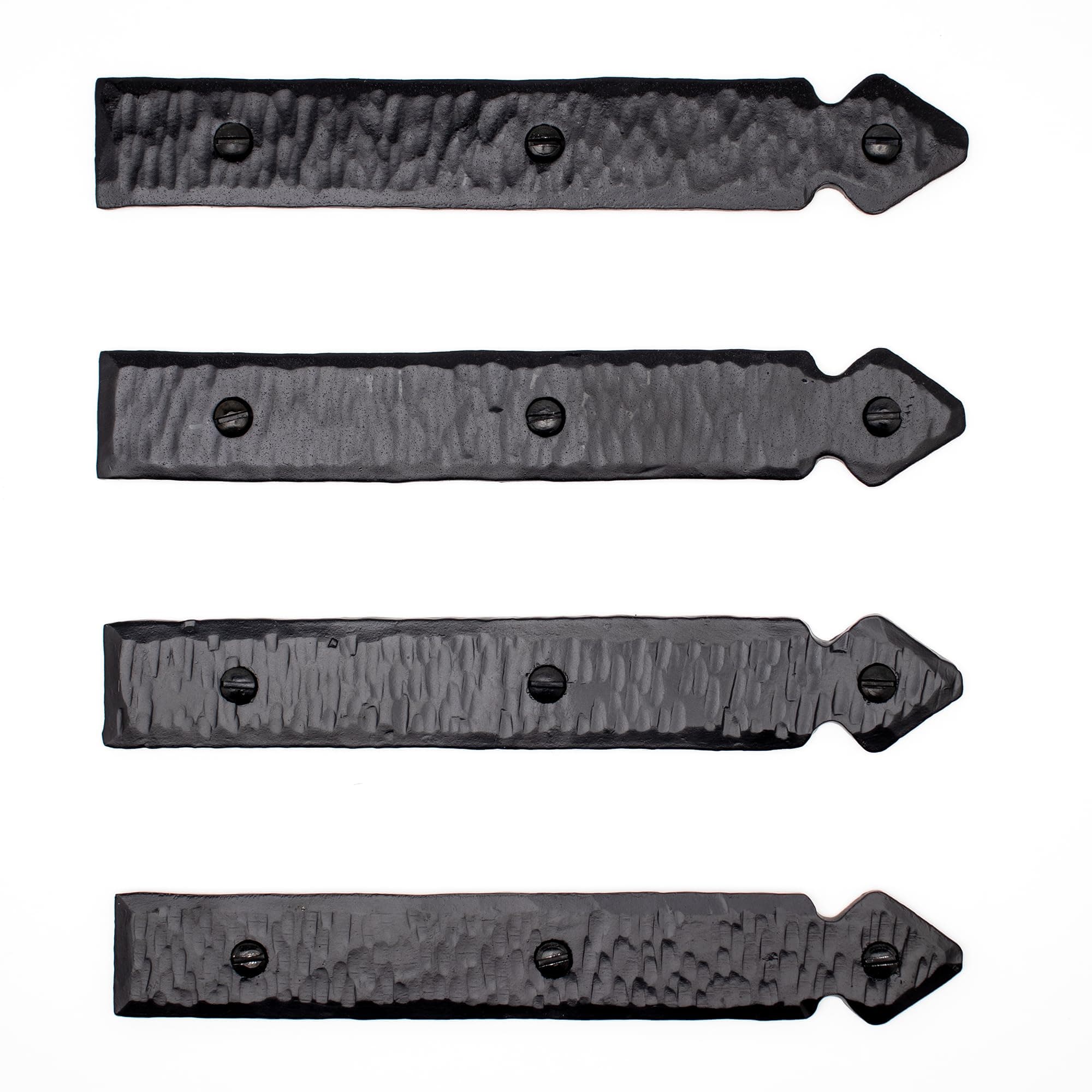 4 Pack 6 inch Faux Decorative Strap Hinge Black Decorative Strap Hinge Wrought Iron Strap Barn Door Strap Hinges Wrought Iron Hinges Shutter Hinges The Jamestown Series by Borderland Rustic Hardware