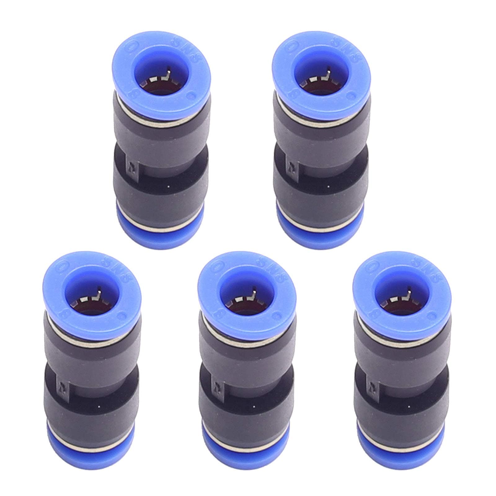 DEVMO 5PCS 6mm to 8mm Tube Air Pneumatic Push in Straight Gas Fittings Plastic Quick Connectors Fitting