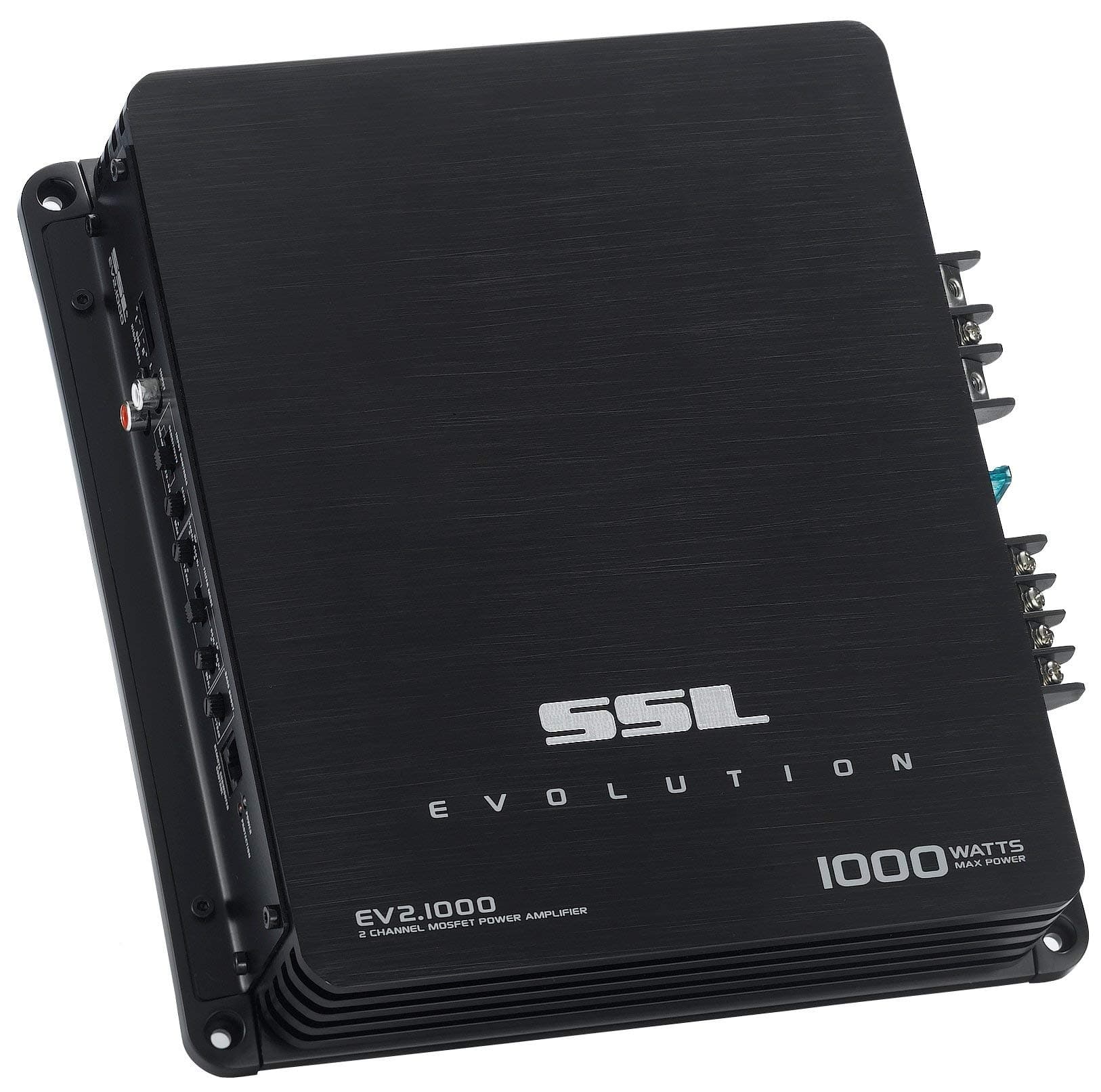 EV2.1000 2 Channel Car Audio Amplifier - 1000 High Output, High/Low Level Inputs, Hook Up to Subwoofer for Bass
