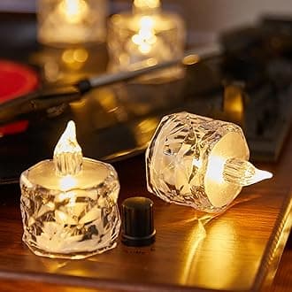 24pcs Flashing Battery Powered LED Votive Tea Candles, Realistic Electronic Fake Candles for Birthday Gifts for Women Mom Grandma Mother's Day Decoration