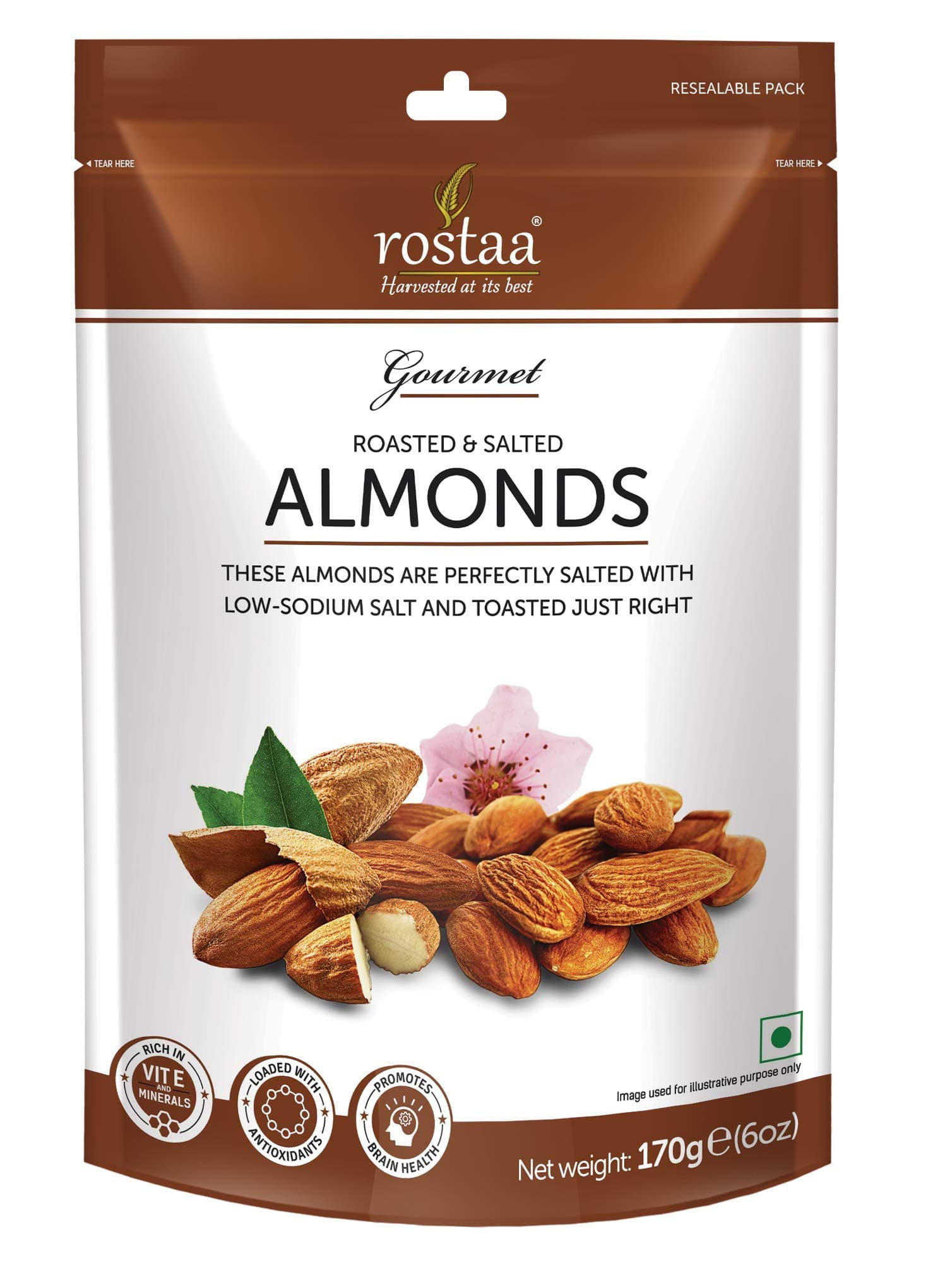Rostaa Roasted Salted Almonds, 200g