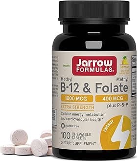 Methyl B-12 & Methyl Folate - 100 Chewable Tablets, Lemon - Bioactive Vitamin B12 & B9 - Supports Energy Production, Brain Function & Metabolism - Gluten Free - 100 Servings