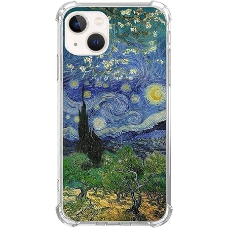 Van Gogh Paintings Phone Case Compatible with iPhone 13, Three Artworks from Van Gogh Art Trendy Cool Girl Boy Case for iPhone 13, Silicone Shockproof TPU Bumper Case