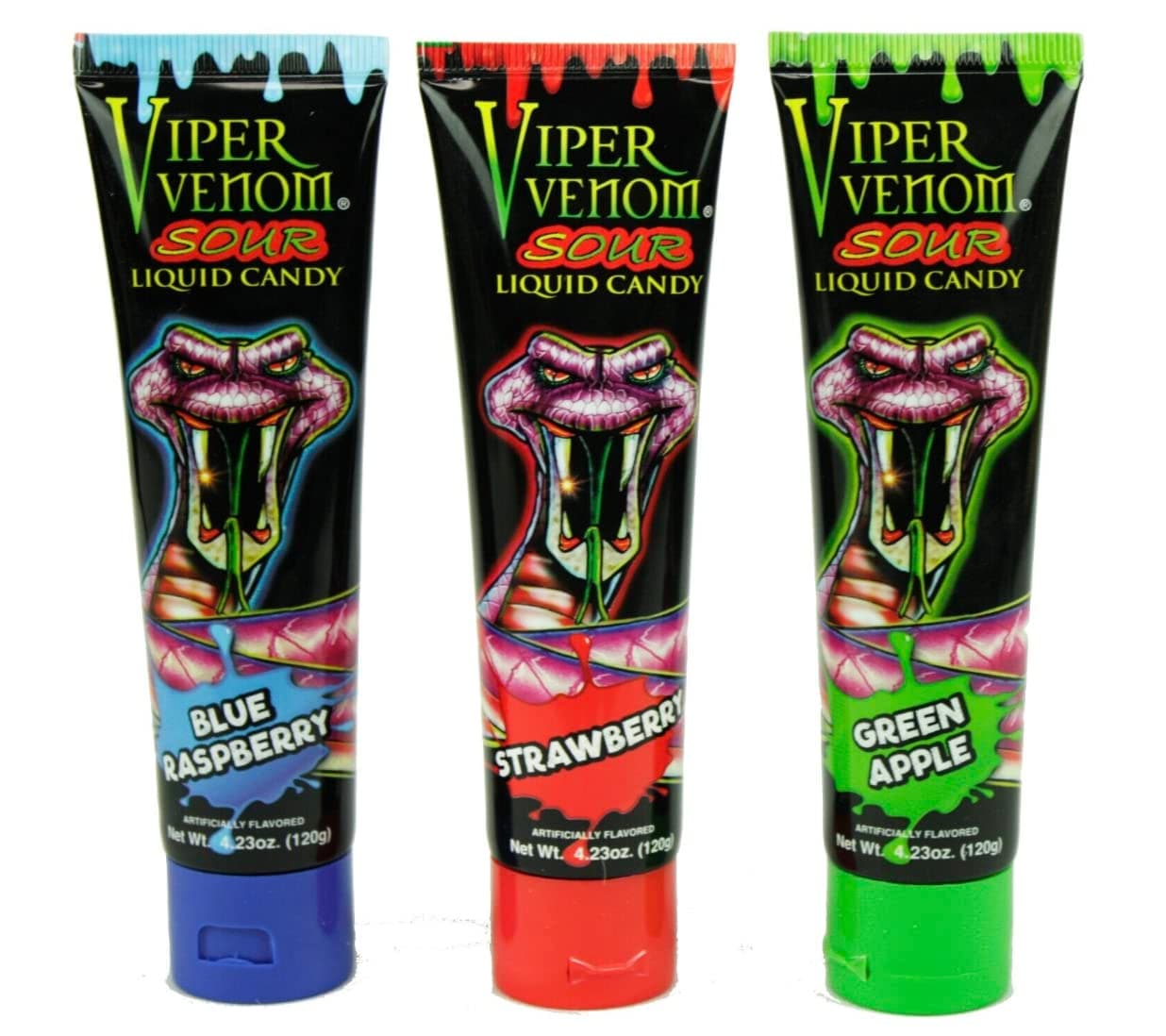 PKM CANDIES - 3 Pack Assorted Viper Venom Sour Squeeze Liquid Candy 3 Flavors