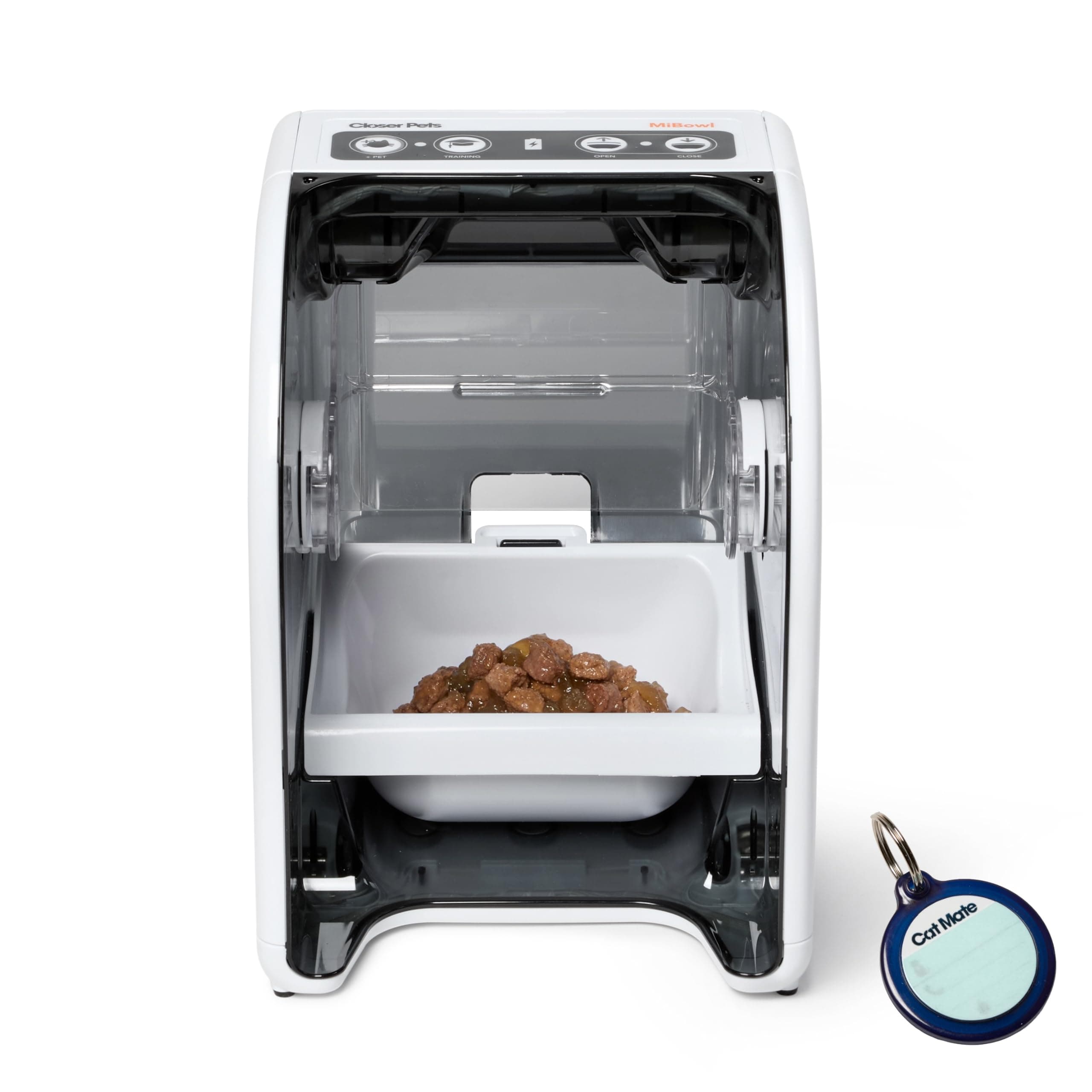 MiBowl Automatic Selective Microchip Smart Pet Feeder (CP500) - BPA and BHT Free Bowl with Enclosed Back for Small to Medium Cats and Small Dogs, White